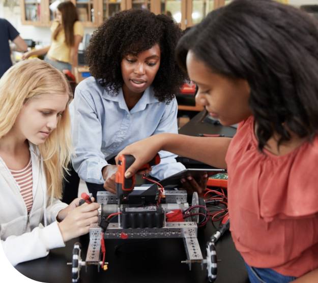 Students working on a STEM robotics project