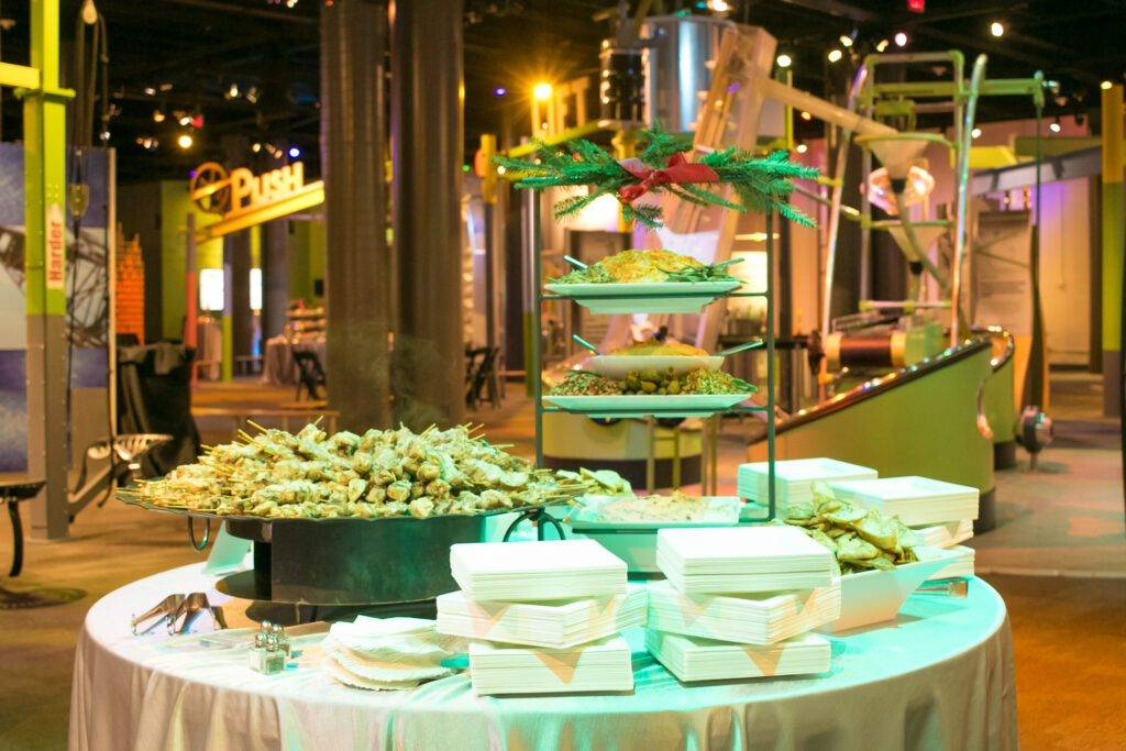 Buffet setup in exhibit hall